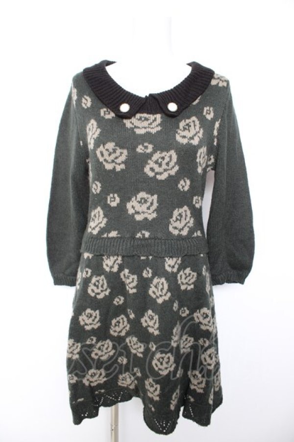 画像1: axes femme / バラJQニットチュニ M グリーン Y-26-01-28-104-AX-TO-SZ-ZY (1)