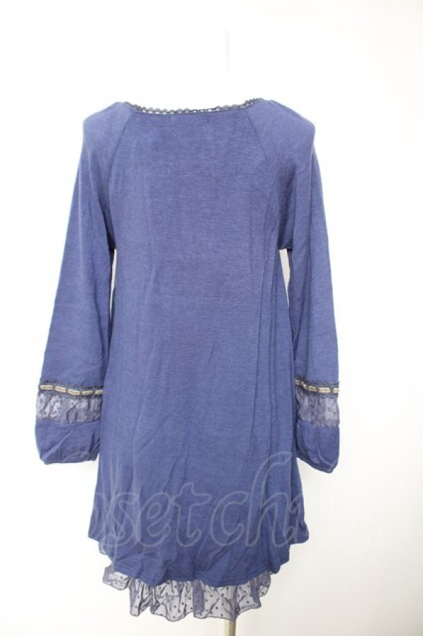 画像2: axes femme / ドットフロッキー使いチュニ M ブルー Y-26-01-28-109-AX-OP-SZ-ZY (2)