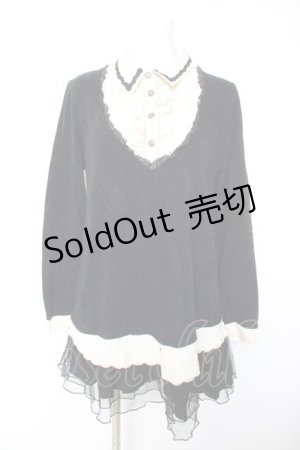 画像: axes femme / 裾チュールブロッキングチュニ M 黒 Y-26-01-28-110-AX-OP-SZ-ZY