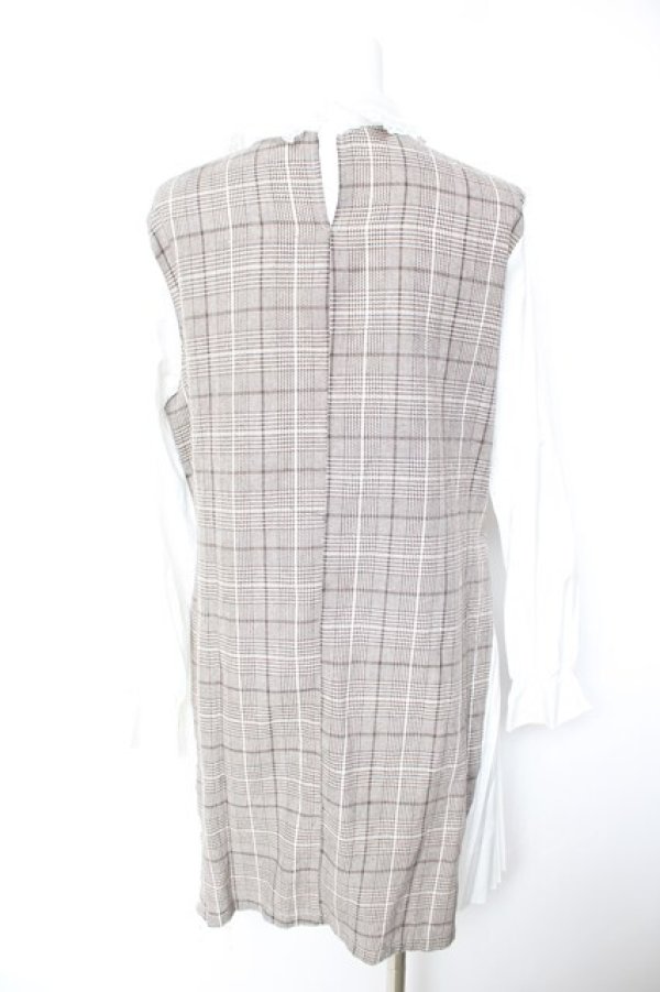 画像2: axes femme / チェック切替ワンピース M 茶 Y-26-01-28-111-AX-OP-SZ-ZY (2)