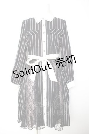 画像: axes femme / マルチストライプ柄ワンピース M 黒 Y-26-01-28-112-AX-OP-SZ-ZS