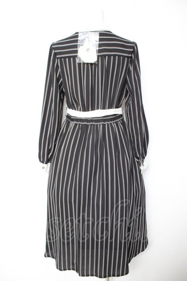 画像2: axes femme / マルチストライプ柄ワンピース M 黒 Y-26-01-28-112-AX-OP-SZ-ZY (2)