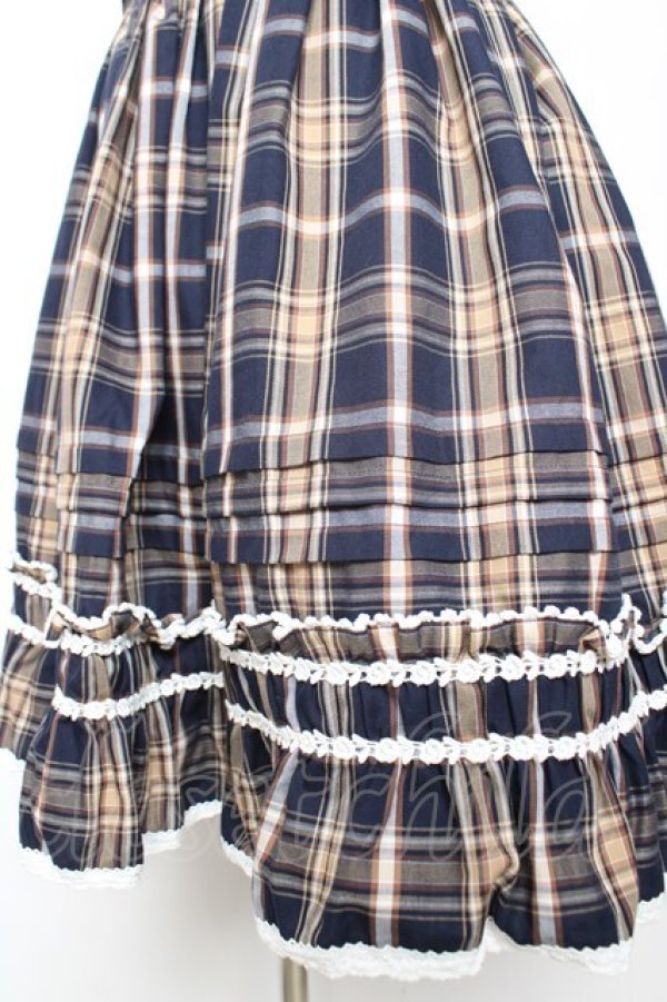 画像4: BABY, THE STARS SHINE BRIGHT / タータンチェックスカート（2022年）  ネイビー Y-26-01-28-116-BA-SK-SZ-ZY (4)