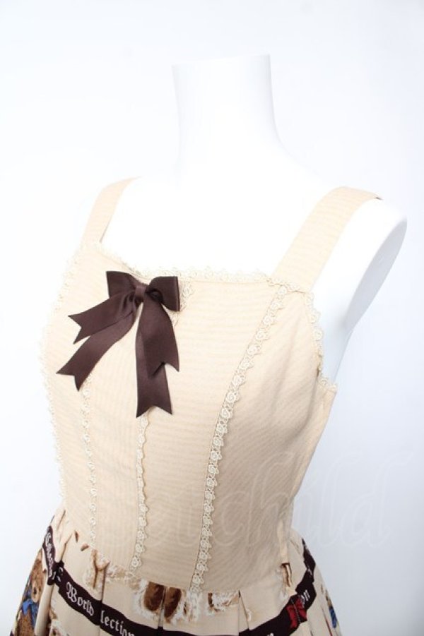 画像3: Innocent World / テディベアコレクションジャストウエストジャンパースカート  ベージュ Y-26-01-28-119-IW-OP-SZ-ZY (3)