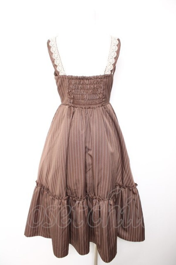 画像2: m petit by misako / TT*AOKストライプジャンパースカート S 中茶 Y-26-01-28-123-LO-OP-SZ-ZY (2)