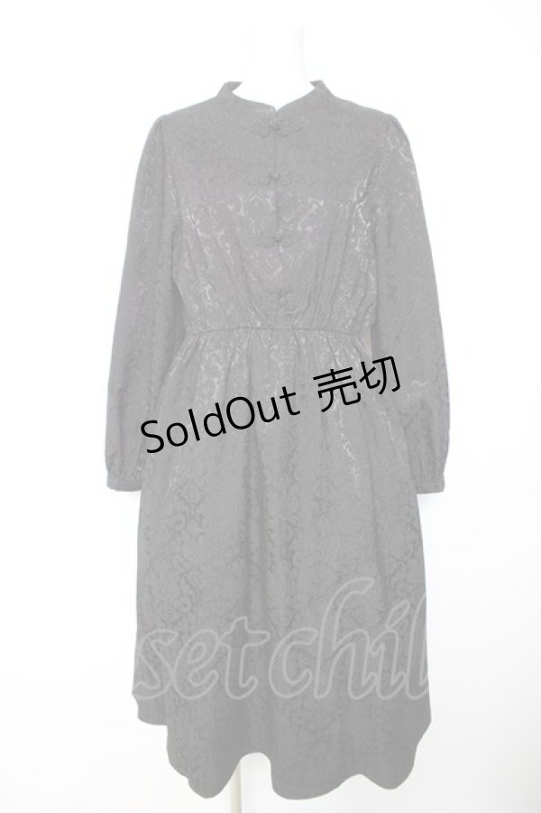 画像1: axes femme POETIQUE / チャイナボタンワンピース M 黒 Y-26-01-28-124-AX-OP-SZ-ZY (1)