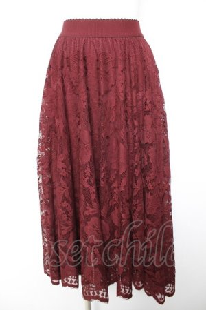 画像: axes femme / レースサーキュラースカート  ワイン Y-26-01-28-131-AX-SK-SZ-ZY