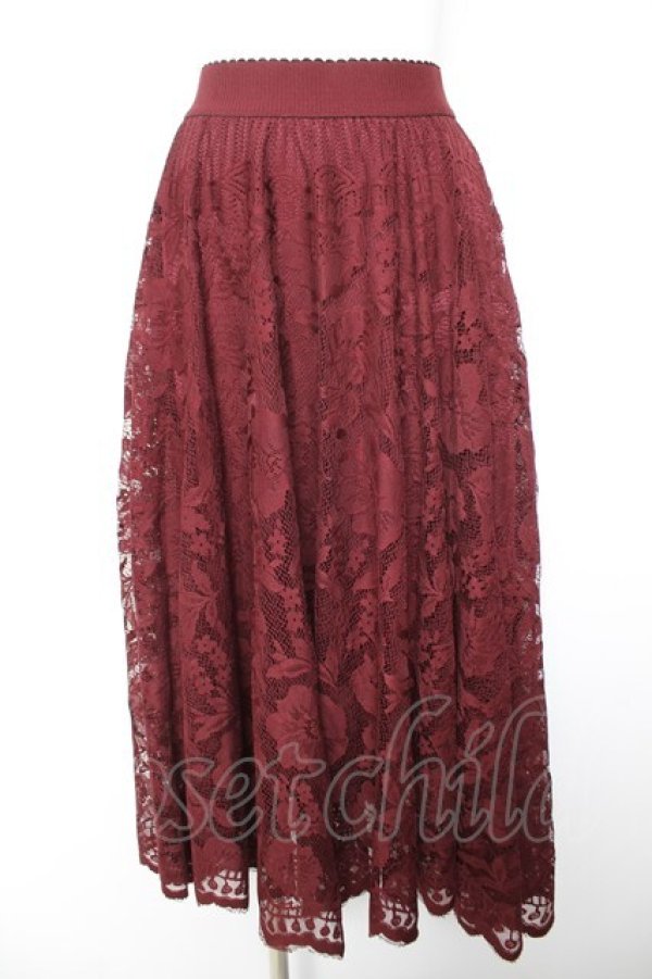 画像1: axes femme / レースサーキュラースカート  ワイン Y-26-01-28-131-AX-SK-SZ-ZY (1)