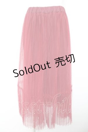 画像: axes femme POETIQUE / パールチュールティアードスカート M ワイン Y-26-01-28-136-AX-SK-SZ-ZY