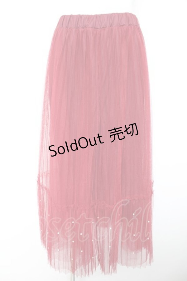 画像1: axes femme POETIQUE / パールチュールティアードスカート M ワイン Y-26-01-28-136-AX-SK-SZ-ZY (1)