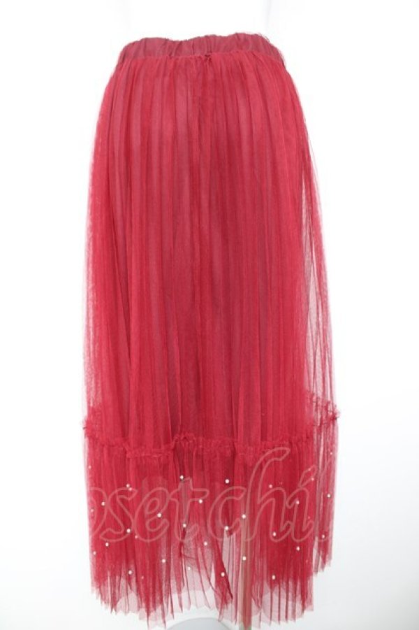 画像2: axes femme POETIQUE / パールチュールティアードスカート M ワイン Y-26-01-28-136-AX-SK-SZ-ZY (2)