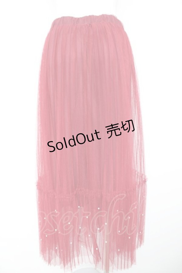 画像2: axes femme POETIQUE / パールチュールティアードスカート M ワイン Y-26-01-28-136-AX-SK-SZ-ZY (2)