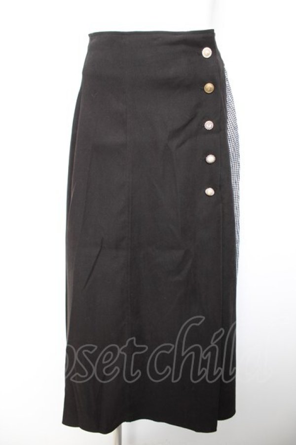 画像1: axes femme / バイカラープリーツスカート F 黒 Y-26-01-28-137-AX-SK-SZ-ZY (1)