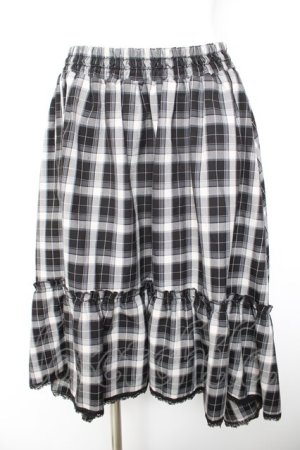 画像: axes femme / チェック柄デザインスカート M 黒 Y-26-01-28-140-AX-SK-SZ-ZY