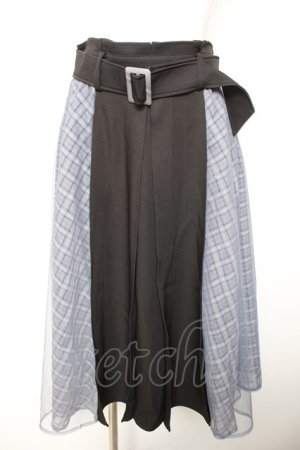 画像: axes femme POETIQUE / チェックチュール切替スカート M 黒 Y-26-01-28-141-AX-SK-SZ-ZY