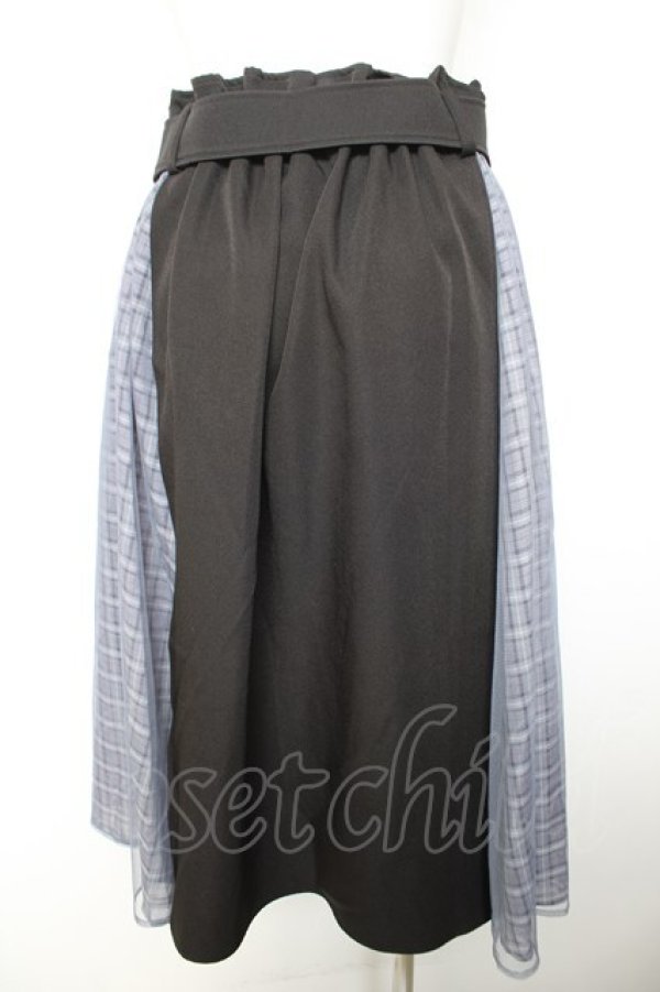 画像2: axes femme POETIQUE / チェックチュール切替スカート M 黒 Y-26-01-28-141-AX-SK-SZ-ZY (2)