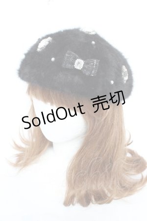 画像: NOEMIE / シャギーツイードリボンベレー  黒 Y-26-01-28-016-LO-AC-SZ-ZTK033