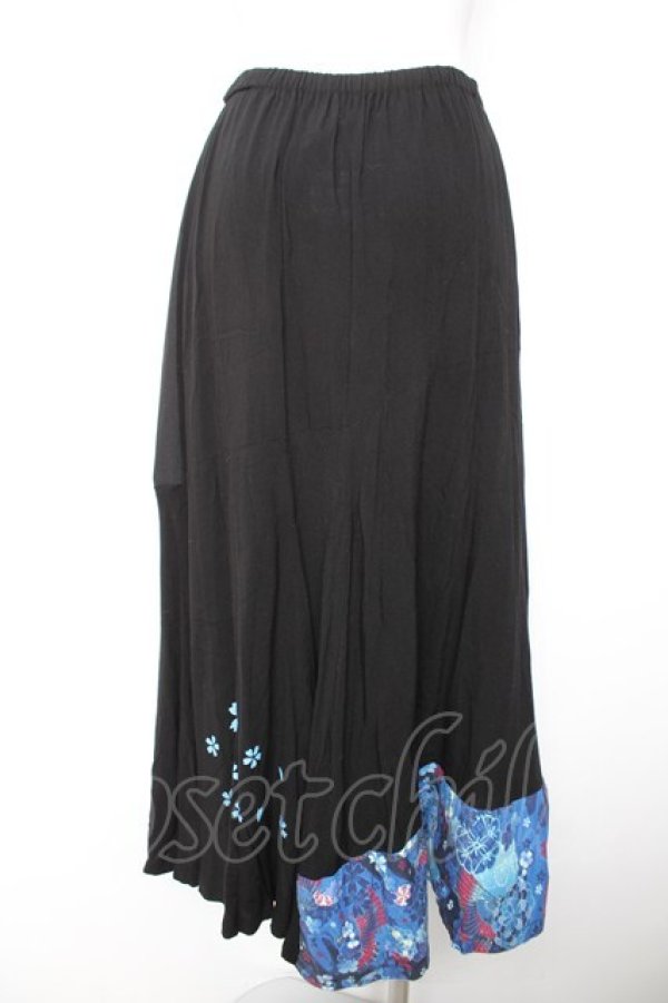 画像2: gouk / 和柄切り替えスカート  黒 Y-26-01-28-144-GO-SK-SZ-ZY (2)