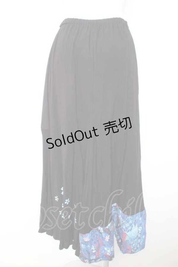 画像2: gouk / 和柄切り替えスカート  黒 Y-26-01-28-144-GO-SK-SZ-ZY (2)