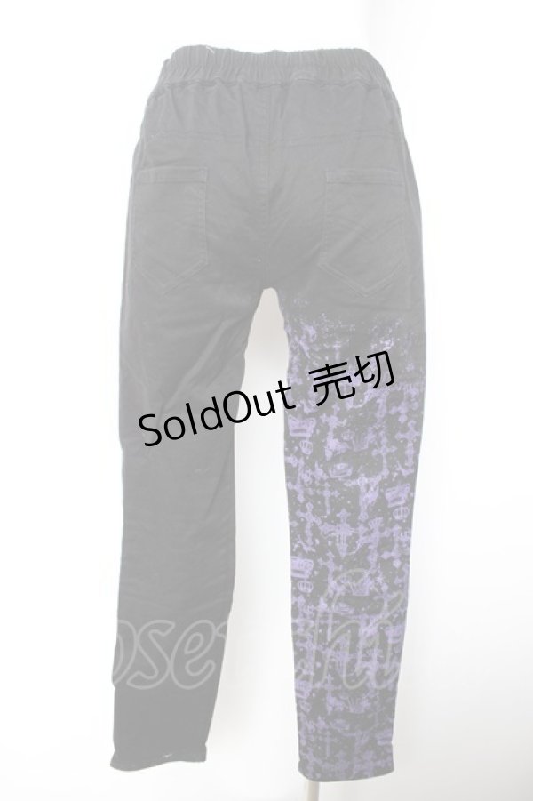 画像2: ALGONQUINS / ツートンプリントパンツ 2 黒×紫 Y-26-01-28-145-AL-PA-SZ-ZY (2)