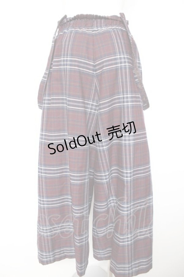 画像2: axes femme / タータンチェック柄サス付パンツ M ワイン Y-26-01-28-146-AX-PA-SZ-ZT142 (2)