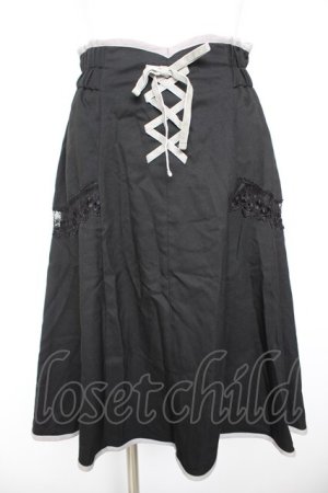 画像: axes femme / フロント編上レース切替スカート M クロ Y-26-01-28-147-AX-SK-SZ-ZY