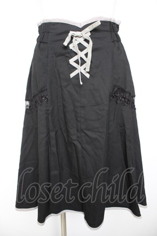 画像1: axes femme / フロント編上レース切替スカート M クロ Y-26-01-28-147-AX-SK-SZ-ZY (1)