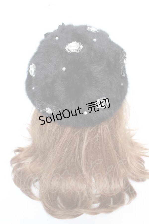 画像3: NOEMIE / シャギーツイードリボンベレー  黒 Y-26-01-28-016-LO-AC-SZ-ZTK033 (3)