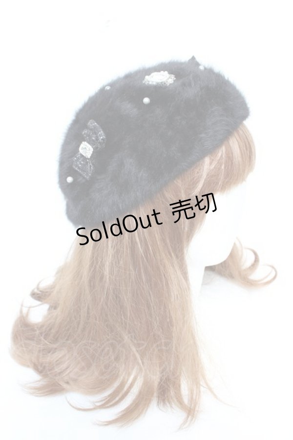 画像4: NOEMIE / シャギーツイードリボンベレー  黒 Y-26-01-28-016-LO-AC-SZ-ZTK033 (4)