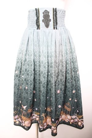 画像: axes femme / アンティーク柄2WAYスカート  グリーン Y-26-01-28-159-AX-SK-SZ-ZY