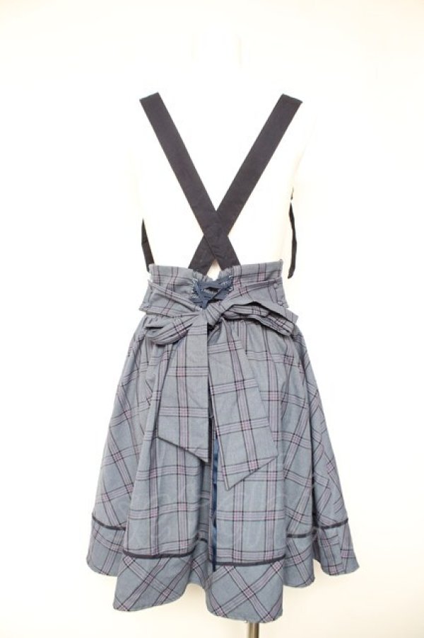 画像2: Amavel / Romantique Emblemチェックスカート F ブルー Y-26-01-28-161-CA-SK-SZ-ZY (2)