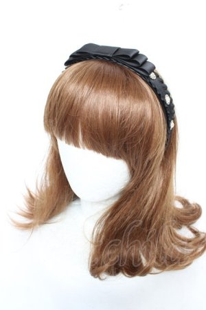 画像: Ank Rouge / リボンビジューカチューシャ  黒 Y-26-01-28-019-CA-AC-SZ-ZY