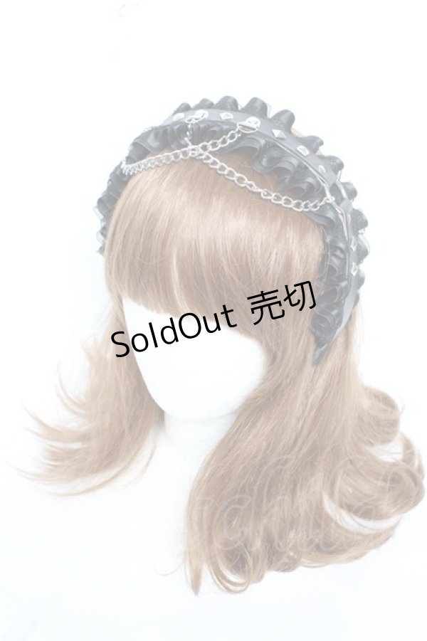 画像1: NOEMIE / フリルスタッズチェーンカチューシャ  黒 Y-26-01-28-021-LO-AC-SZ-ZT600-F002 (1)