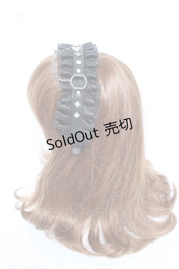 画像2: NOEMIE / フリルスタッズチェーンカチューシャ  黒 Y-26-01-28-021-LO-AC-SZ-ZT600-F002 (2)