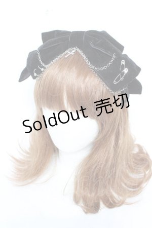 画像: NOEMIE / ベロアリボンクロスチェーンカチューシャ  黒 Y-26-01-28-022-LO-AC-SZ-ZT0131W