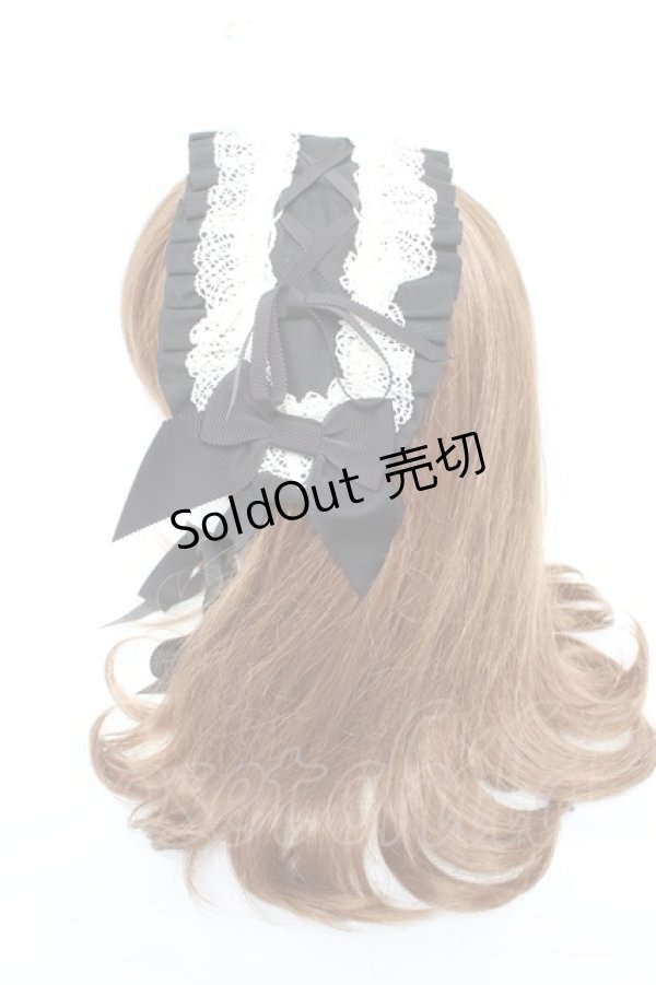 画像2: ALICE and the PIRATES / フランチェスカフリルヘッドドレス  黒×白 Y-26-01-28-024-PA-AC-SZ-ZY (2)