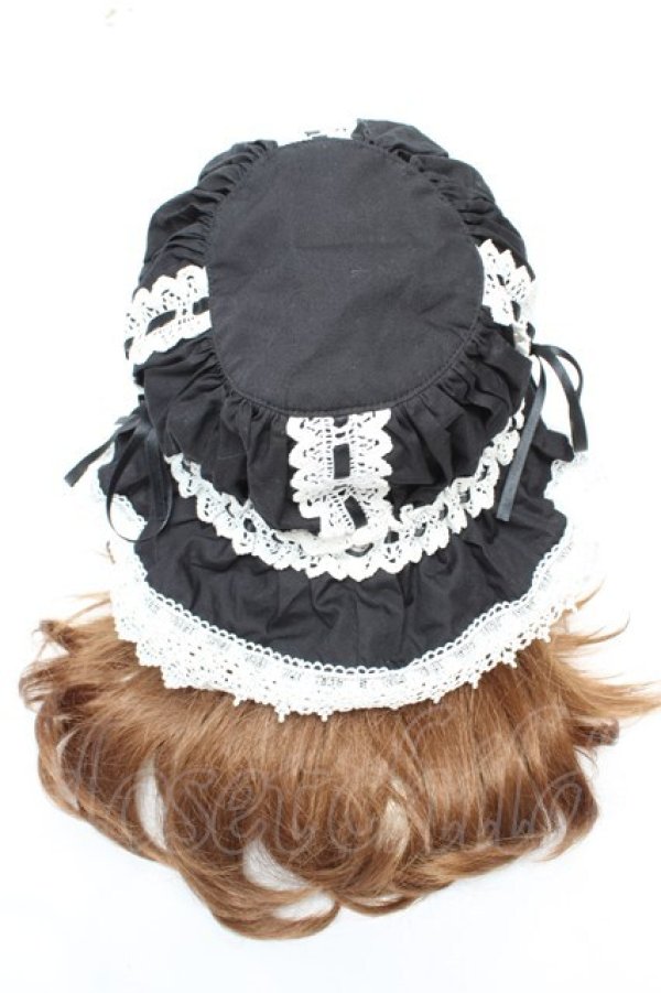 画像3: ALICE and the PIRATES / フリルメイドキャップ  黒×白 Y-26-01-28-026-PA-AC-SZ-ZY (3)