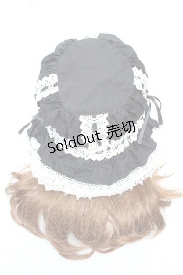 画像3: ALICE and the PIRATES / フリルメイドキャップ  黒×白 Y-26-01-28-026-PA-AC-SZ-ZY (3)