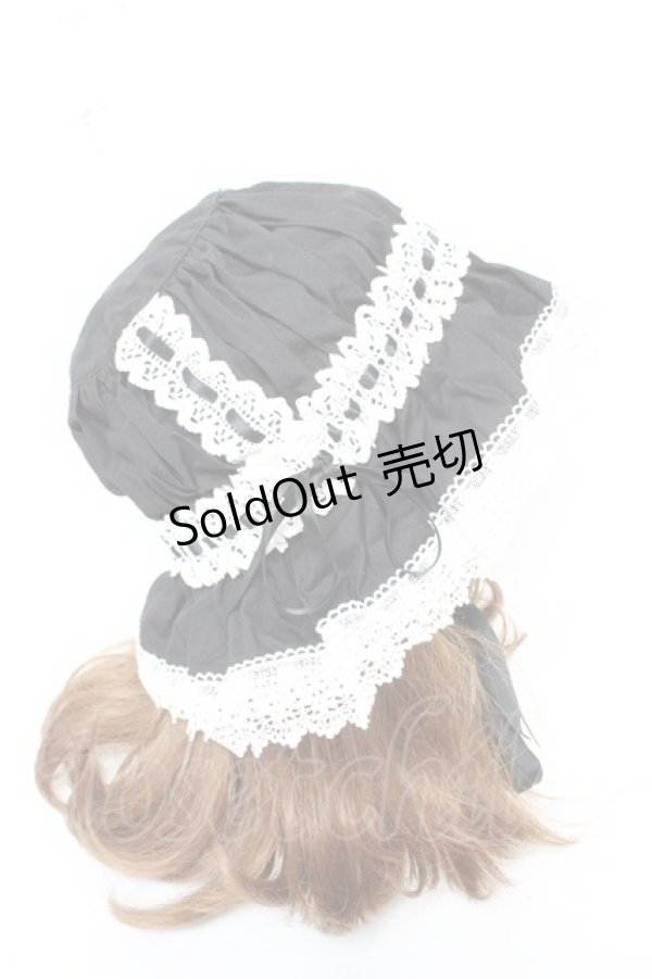 画像4: ALICE and the PIRATES / フリルメイドキャップ  黒×白 Y-26-01-28-026-PA-AC-SZ-ZY (4)