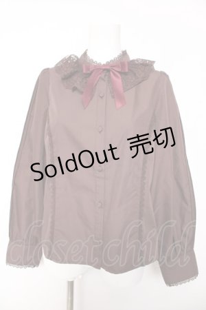 画像: axes femme kawaii / チュールレース衿ブラウス M 茶 Y-26-01-28-029-AX-BL-SZ-ZY