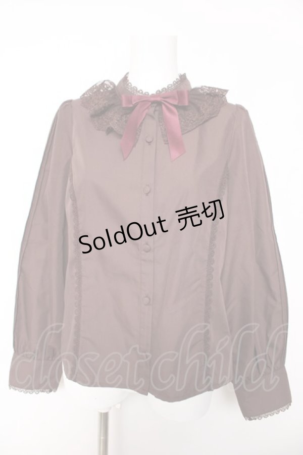 画像1: axes femme kawaii / チュールレース衿ブラウス M 茶 Y-26-01-28-029-AX-BL-SZ-ZY (1)