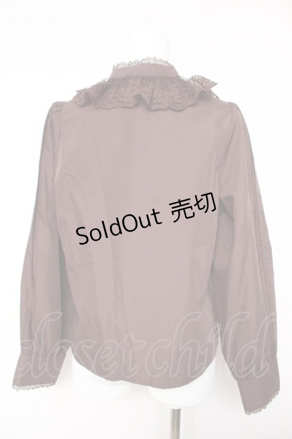 画像2: axes femme kawaii / チュールレース衿ブラウス M 茶 Y-26-01-28-029-AX-BL-SZ-ZY (2)