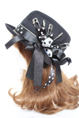 画像: T.KUNITOMO / デコレーションハット  黒 Y-26-01-31-038-GO-AC-SZ-ZY