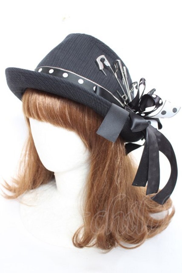 画像2: T.KUNITOMO / デコレーションハット  黒 Y-26-01-31-038-GO-AC-SZ-ZY (2)