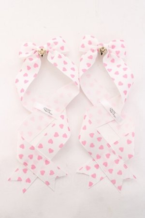 画像: LOTUS ribbon / ツインテールリボンバレッタ  白×ピンク Y-26-01-31-006-EL-ZA-SZ-ZY