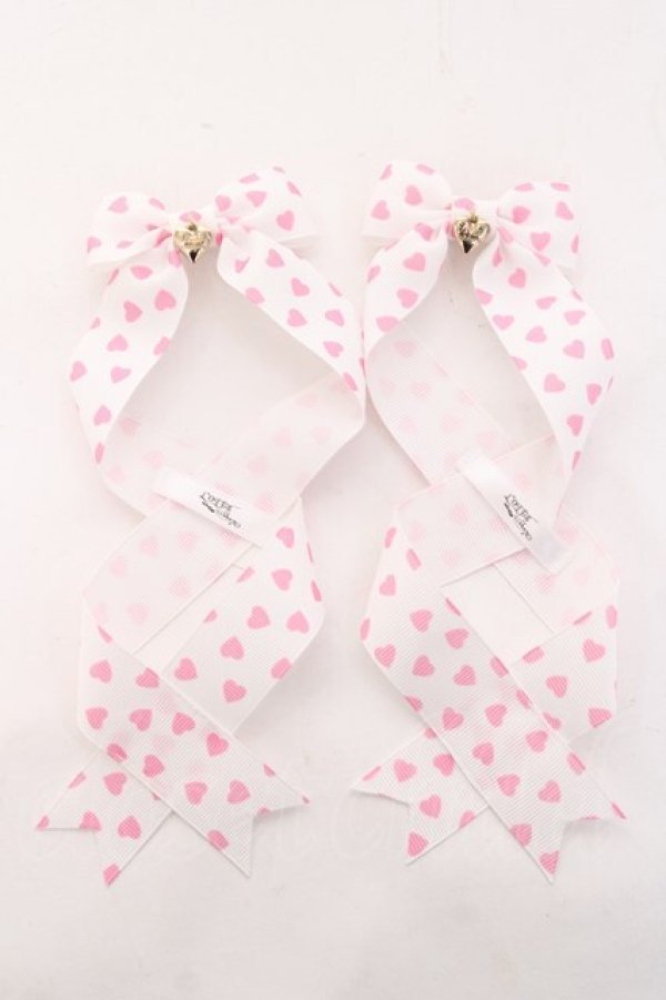 画像1: LOTUS ribbon / ツインテールリボンバレッタ  白×ピンク Y-26-01-31-006-EL-ZA-SZ-ZY (1)