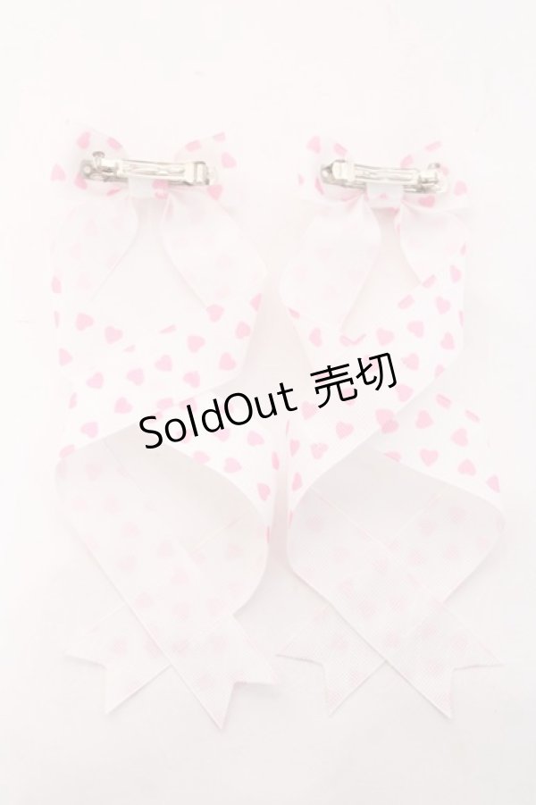 画像2: LOTUS ribbon / ツインテールリボンバレッタ  白×ピンク Y-26-01-31-006-EL-ZA-SZ-ZT618 (2)