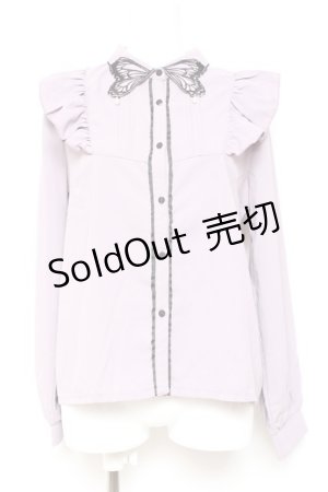 画像: axes femme POETIQUE / バタフライ刺繍襟ブラウス M ラベンダー Y-26-01-31-046-AX-BL-SZ-ZY