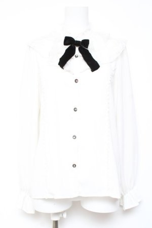 画像: axes femme kawaii / レースフリル長袖ブラウス M 白 Y-26-01-31-048-AX-BL-SZ-ZY