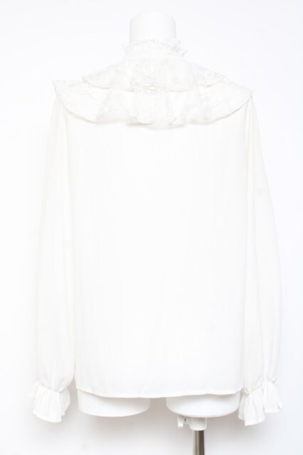 画像2: axes femme kawaii / レースフリル長袖ブラウス M 白 Y-26-01-31-048-AX-BL-SZ-ZY (2)